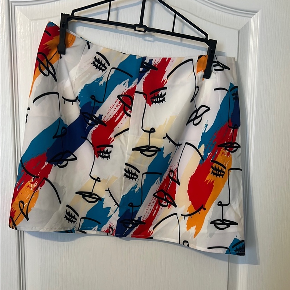 SHEIN Red and Blue A-Line Mini Skirt Casual